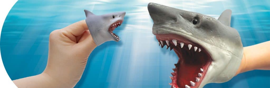 Impulse - Schylling Shark Puppet and Shark Baby Finger Puppet