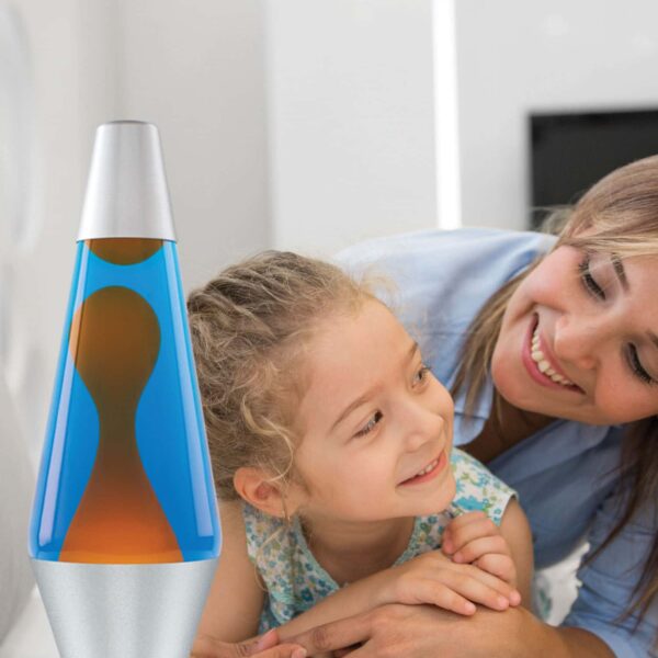 14.5” LAVA® Lamp – Orange/Blue/Silver with mother and daughter